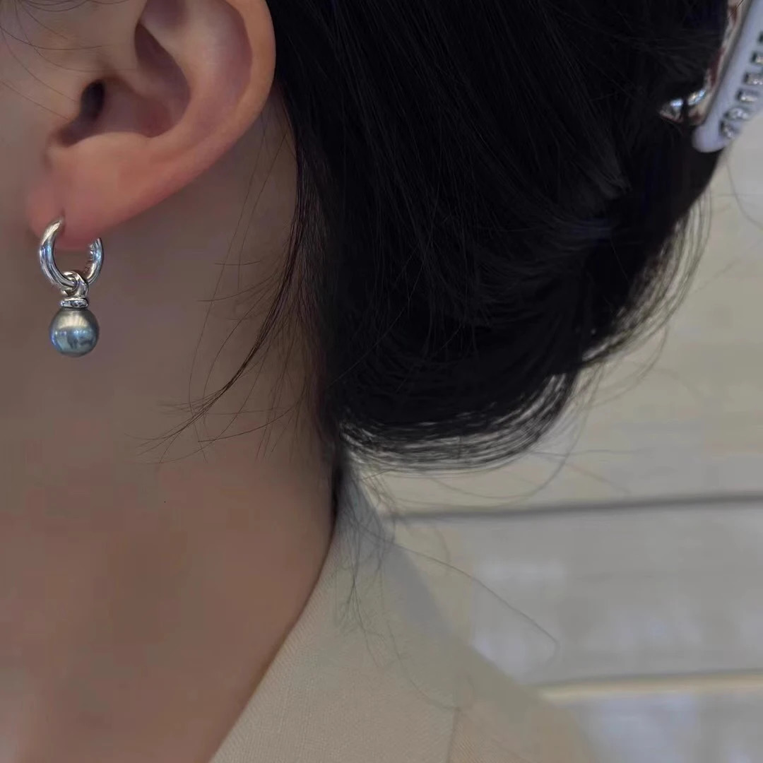 MeiBaPJ 9-10mm Natural Rice Pearl Fashion Simple Drop Earrings DIY Genuine 925 Silver Womens Exquisite Jewelry 241205