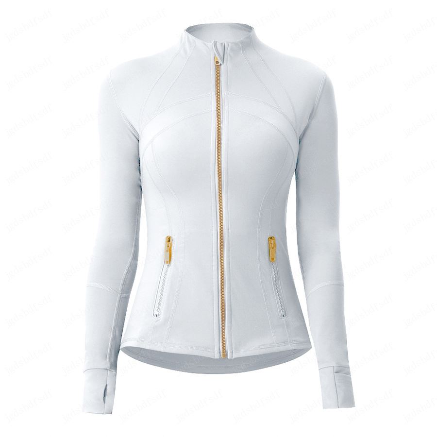 Yoga Outfit Yoga Jacket With Gold Zipper Women Workout Sport Coat Fitness Gym Long Sleeve Tops Breathable Quick Dry Activewear Solid Sweatshirt Joggin