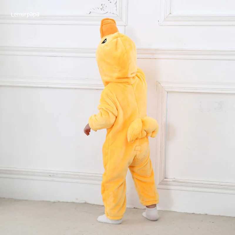 Pajamas Duck Romper Baby Warm Jumpsuit Boys Girls Winter Outfit Toddlers Halloween Animal Suit Funny Onesie Festival Party Bebe Clothes H241205