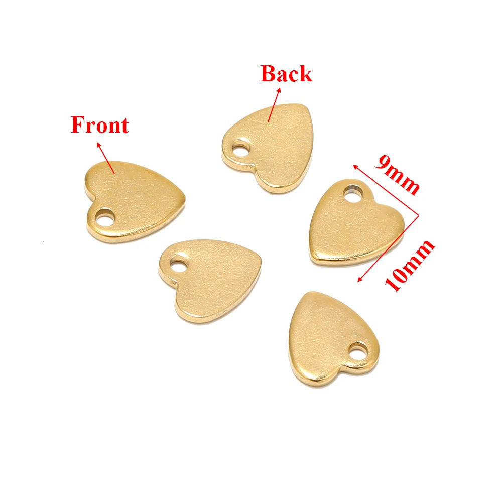 20pcs Stainless Steel Small Flat Heart Pendant Charms for DIY Jewelry Making Necklace Ornaments Bracelet End Tail Charm Supplies 241122