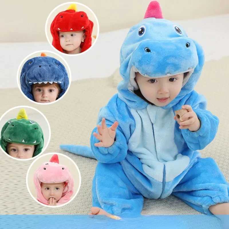 Pajamas Baby Kigurumi Dinosaur Animal Cosplay Costume Winter Warm Jumpsuit for Toddler Boys 1 to 2 3 4 Years Girl Outfits H241205L3VA