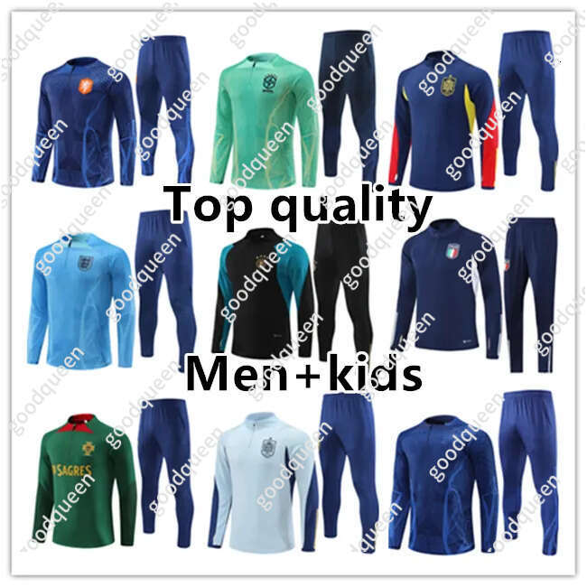 23 24 National Team Sportswear Tracksuit Spain Germany Brazil Portugal Netherlands Englandes FG Kit Tracksuit Training Jacket Football Survetement Foot Men Kids