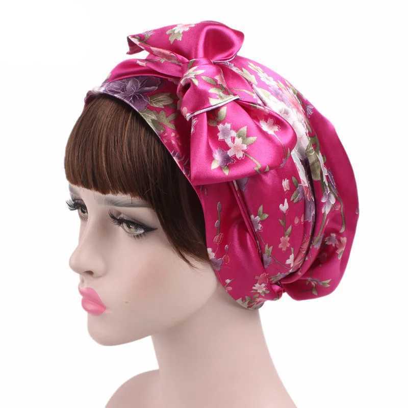 Women Silk Satin C Night Sleep C Hair Bonnet Hat Head Cover Satin Tuan Headscarf Adjustable Ladies Long Hair Care BonnetXJ241205