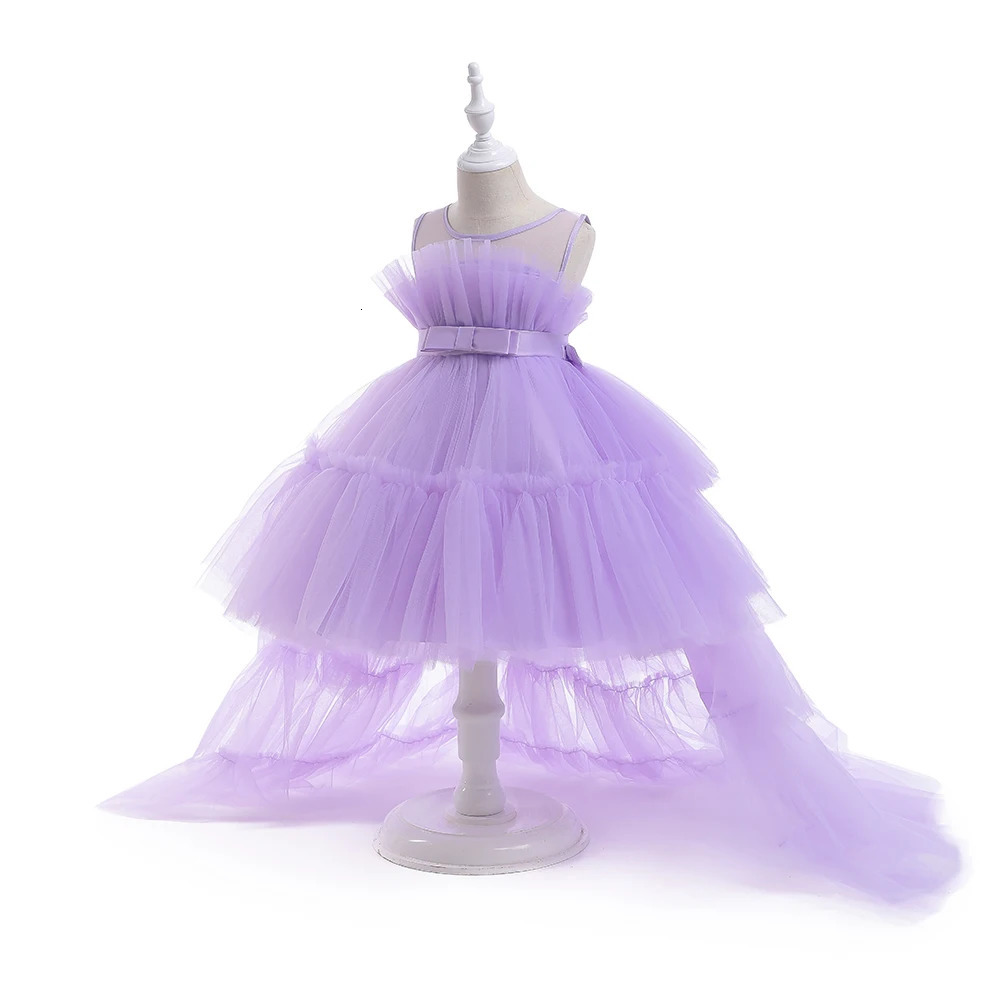 Summer Pink Trailing Lace Baby Girl Dress Toddler 1st Birthday Party Princess Dresses for Girl Formal Puffy Wedding Gown Vestido 241204