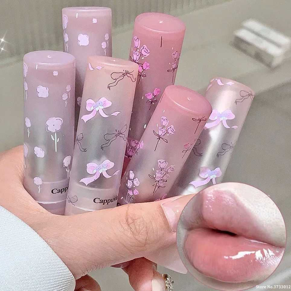 Flower Hydrating Solid Lip Gloss Mirror Shine Lip Honey Moisturizing Glossy Pink Jelly Lip Balm Non Sticky Makeup LipstickXJ241205