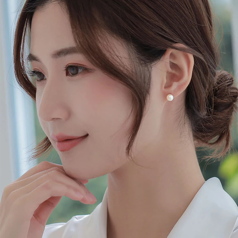 Real 18K gold natural freshwater pearl screw stud earrings pure AU750 gold earrings suitable for womens exquisite jewelry gifts 241205