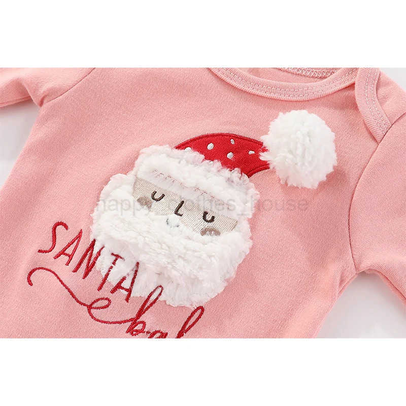Fashion Christmas Cute Newborn Long Sleeve Bodysuits+Pants+Headband Baby Clothing Set Infant GiftXJ241205