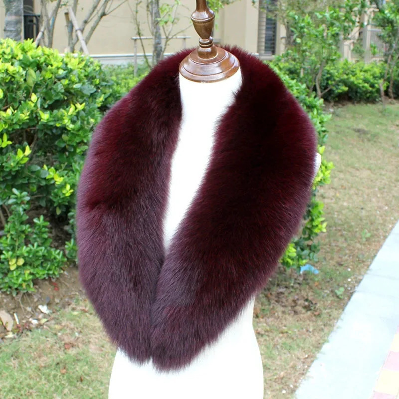 Winter womens natural silver fox fur collar red fox scarf plush warm neck scarf jacket collar fashionable shawl for women 241205