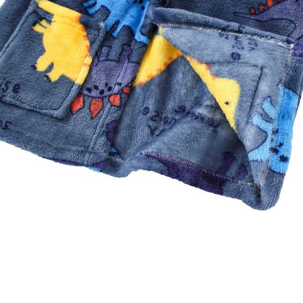 Pajamas New Autumn and Winter Childrens Bathrobe Plush Dinosaur Cartoon Flannel warm Pajamas Baby Nighty H241205