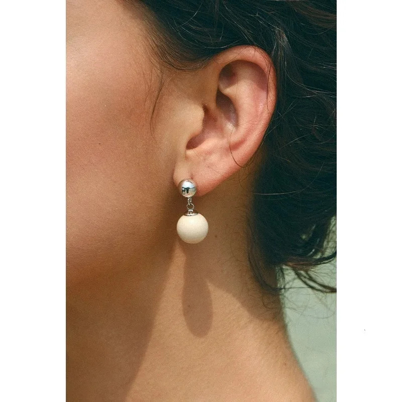 Summer niche personality natural whitening stone bead female European and American minimalism suffocating earrings 241205