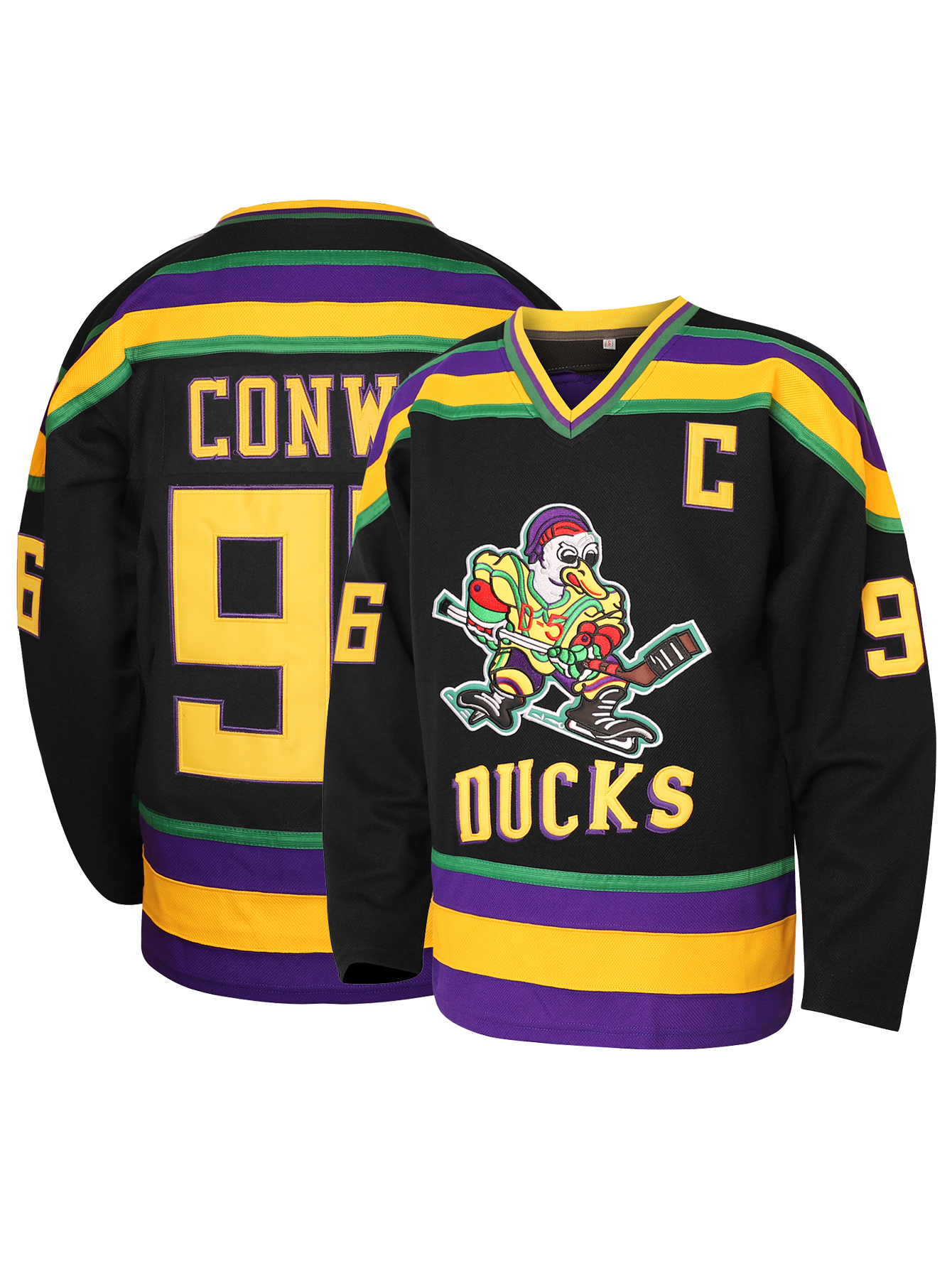 Adam Banks 99 Mighty 66 BOMBAY 96 CONWAY Duc ks Movie Hockey Jersey White Green White Orange Jerseys