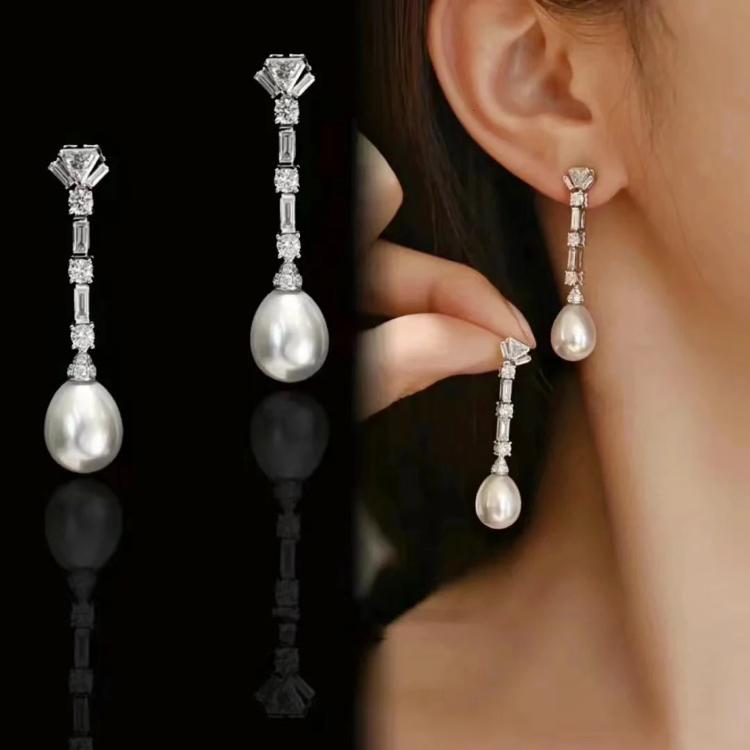MeiBaPJ 10-11mm Natural Rice Pearl Fashion Pendant Earrings Genuine 925 Pure Silver Womens Exquisite Jewelry 241205