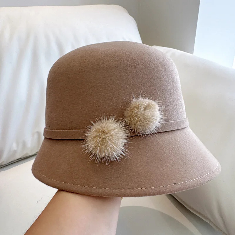 Exquisite fashion Australian mink felt hat French celebrity banquet hat retro simple fisherman hat 241205