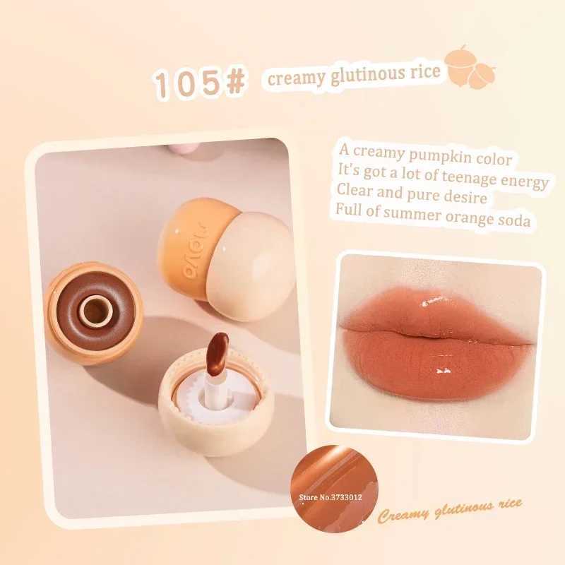 Moist Crystal Jelly Lip Gloss Mirror Water Lipstick Cute Mushroom Shape Lip Makeup Waterproof Lasting Pumpkin Peach Lip TintXJ241205