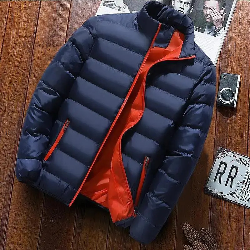 Thickened autumn/winter mens sports cotton clothes hanger collar cardigan outdoor padded jacket casual and warm 241202