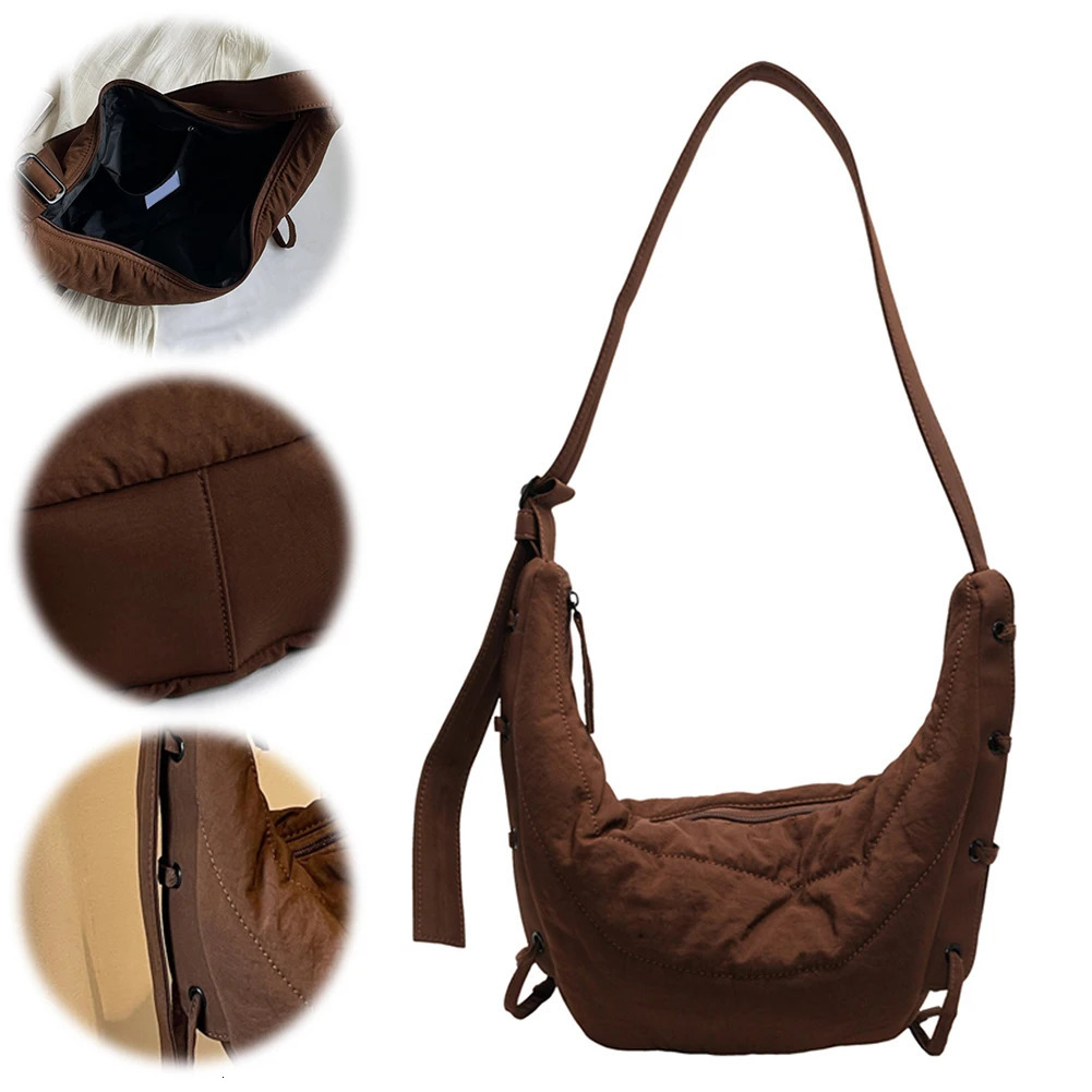 Womens shoulder bag with adjustable shoulder strap cross shaped bag nylon crescent bag travel shopping bag 241204