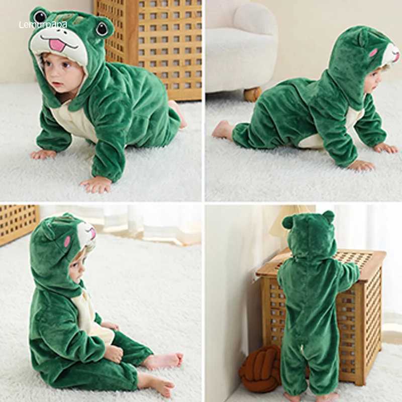 Pajamas Frog Romper Baby Boy Girls Pajama Toddlers Winter Outfit Halloween Animal Suit Onesie Festival Party Bebe Clothes Kigurumis H241205