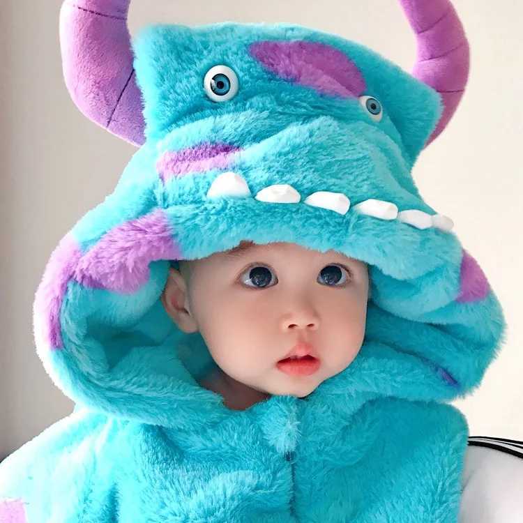 Pajamas baby romper Sullivan monster cartoon shooting suit children thick autumn winter clothes cute animal pajamas Monsters Inc H241205