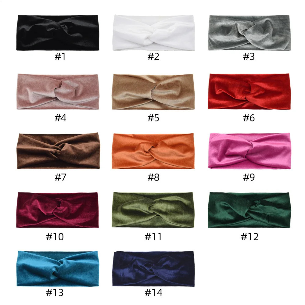 European and American style Golden Velvet Cross Headband For Women Wide Hairbands Yoga Wash Face Headwrap Lady Hair Accessories 241122