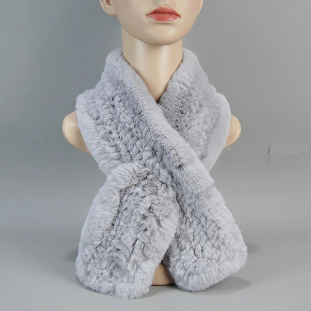 Rex Rabbir Fur Scarf Womens Winter Handmade Knitted Genuine Rex Rabbit Fur Ring Scarf Womens Warm 100% Genuine Rex Rabbit Fur Muffler 241205