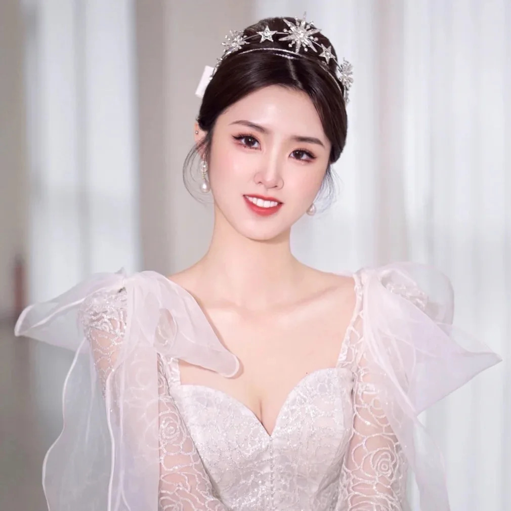 Wedding Crown Hair Jewelry Bridal Headpiece s Star Double Layer Crystal Hairband Bride Headdress SL 241122