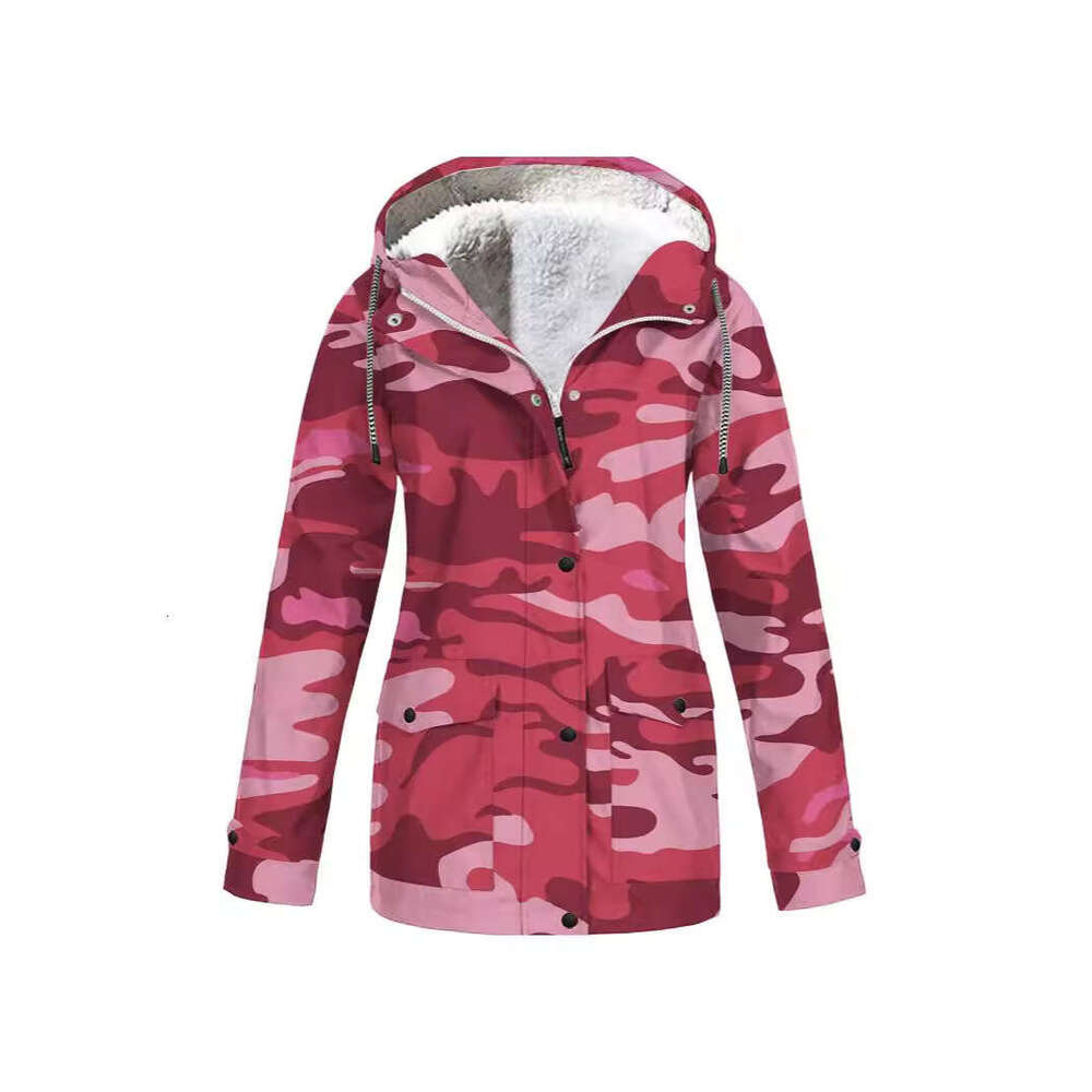 European American hooded camouflage waterproof outdoor jacket for men and women WQKO 2024 new casual versatile fashion clothing
