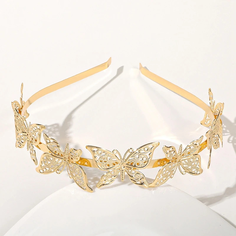 Gold Color Leaf Headband Headpiece Crown Tiara Headdress Goddess Greek Head Jewelry Bride Wedding Hair Accessories 241122
