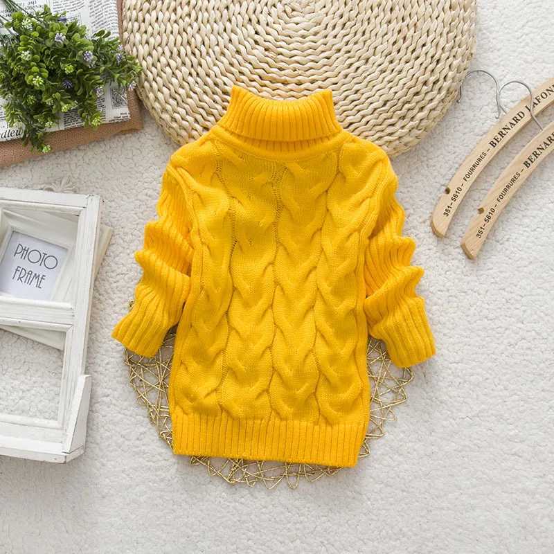 PHILOGY 2T-8T solid color winter boys and girls childrens thick knitted bottom turtle neck shirt solid high neck sweater W241205