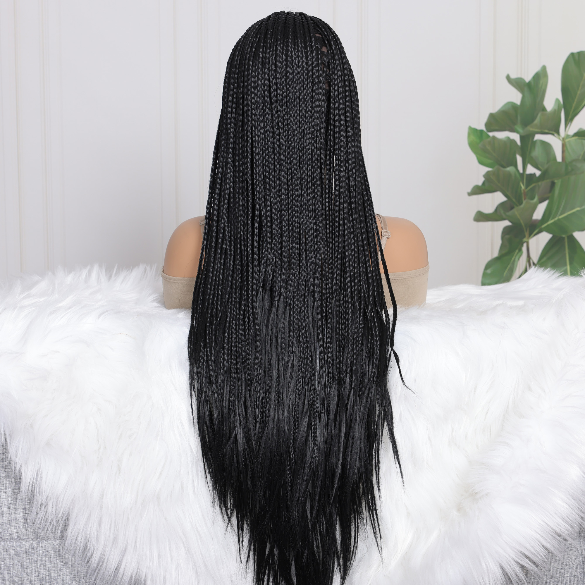 13X4 Lace Braiding Faux Locs Long Wig Goddess Twist Box Braided Synthetic Frontal Wigs For Black Women Bleached Knotless