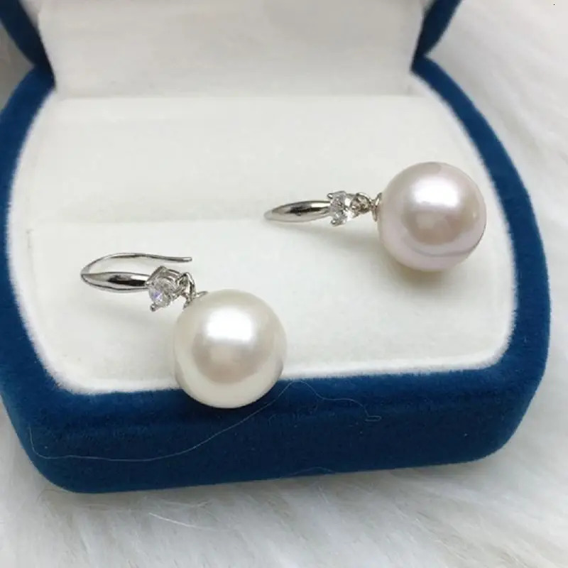 10-11mm South China Sea Perfect Round True Pearl Earring Pendant Made of Pure Silver 925 Hook Princess Sparkling Zircon Free Delivery 241205