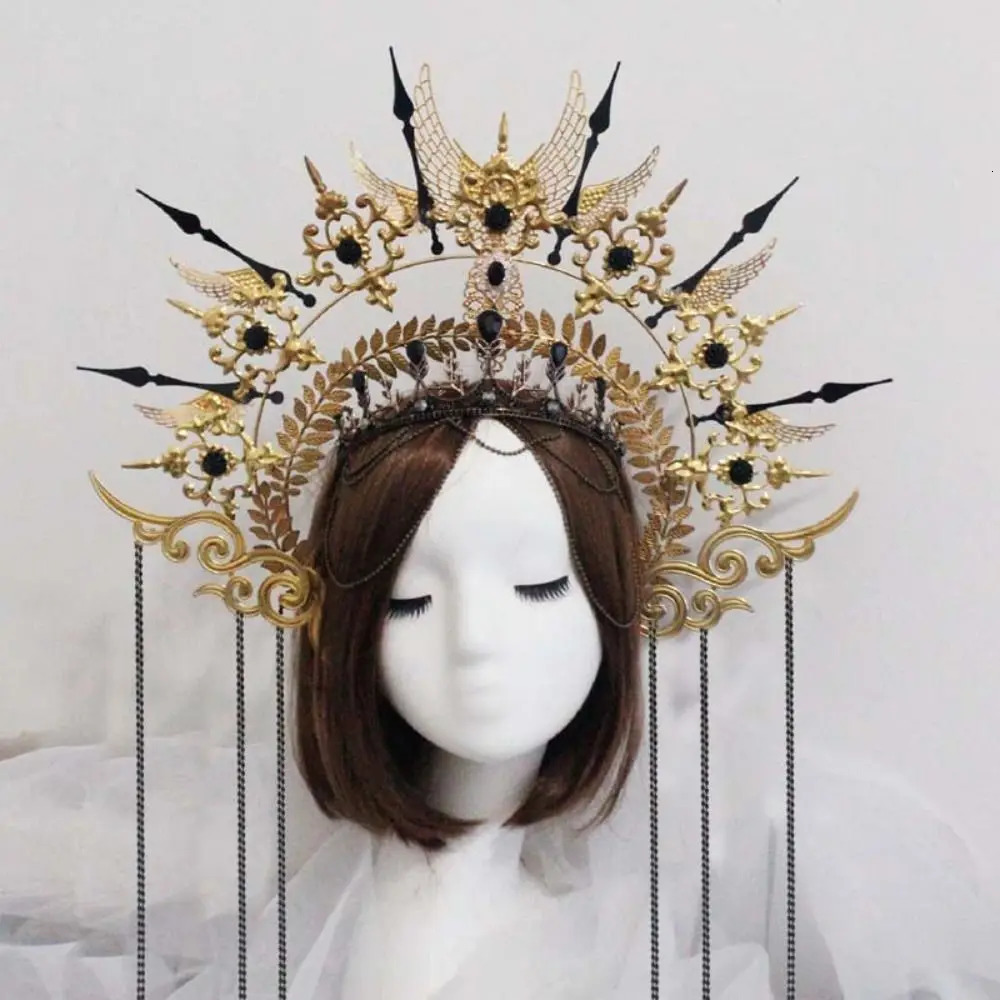 Fashion Vintage Headdress Parts Gothic Lolita Tiara Sun Goddess Headwear DIY Crown Material Kits Wedding Headpiece 241122
