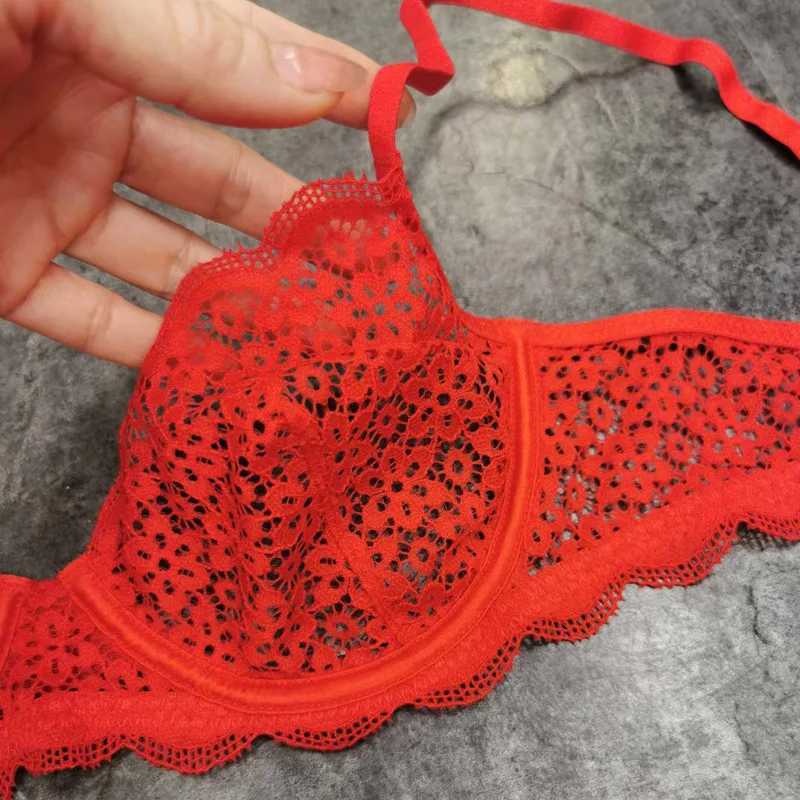 Wriufred Thin section with steel ring bra briefs set ladies underwear set red women lingerie panties suitXJ241205