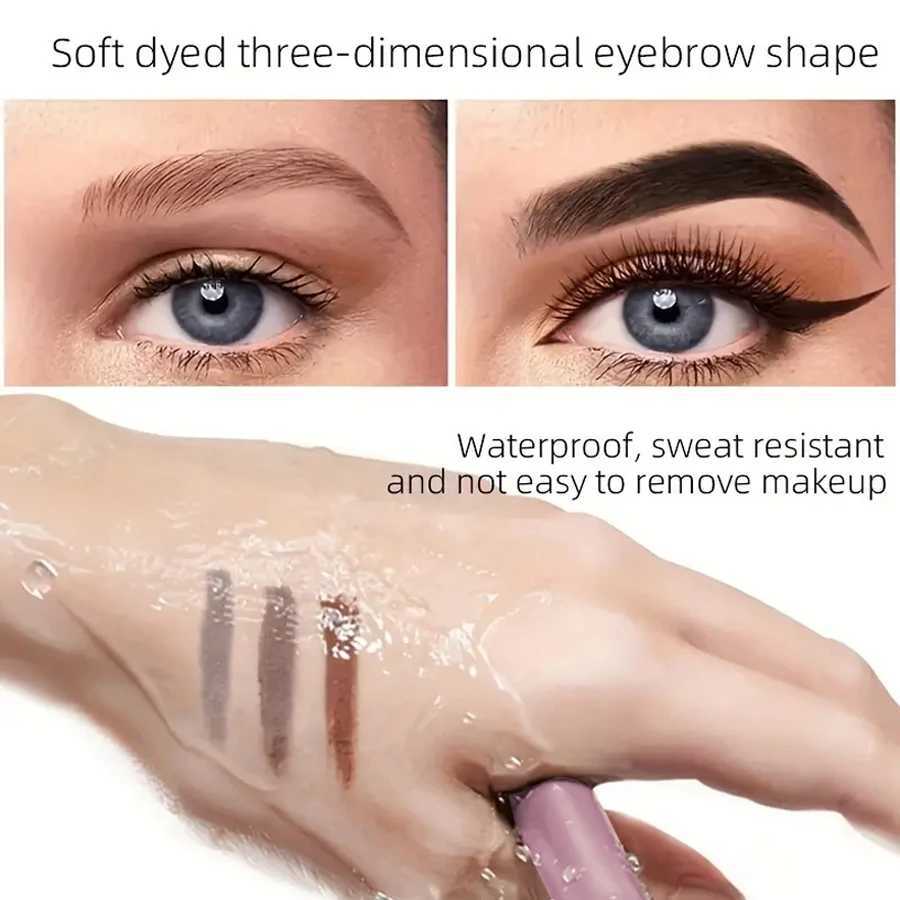 2-inch professional waterproof eyebrow pencil set durable Korean makeup kit with brush - including black dark brown gray W241205