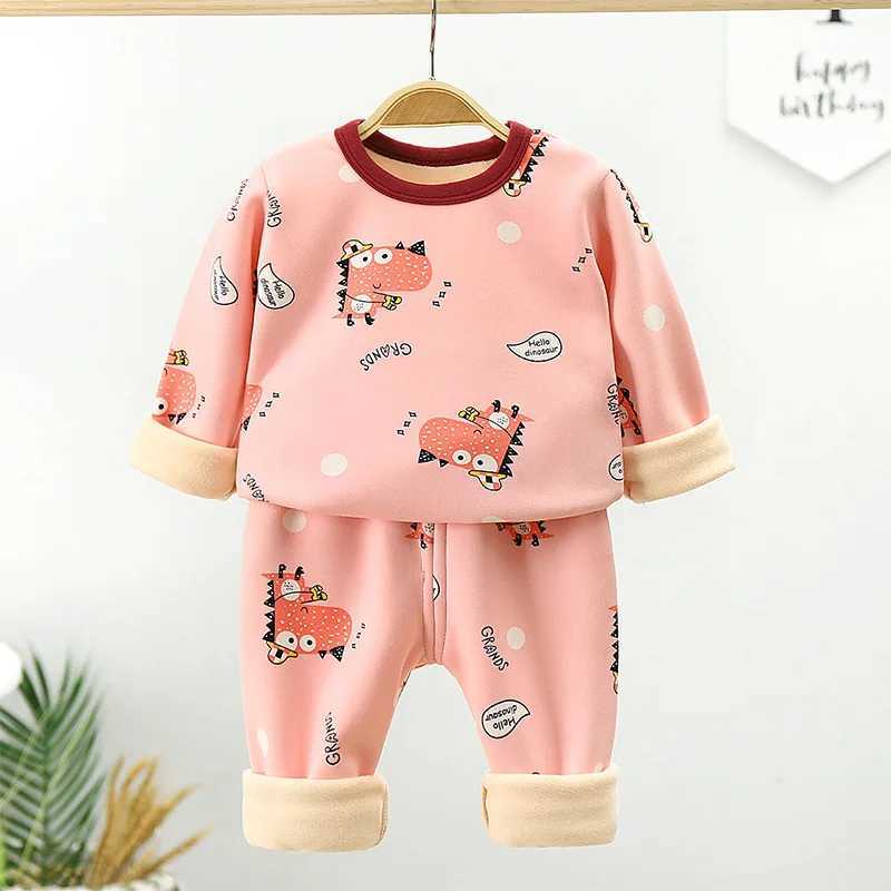 Pajamas Children Padded Underwear Sets Autumn and Winter New Long-Sleeved Autumn Clothes and Trousers Warm Boys and Girls Home Clothing H241205