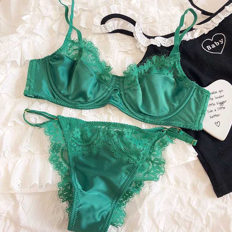 Sexy Underwear Set for Women Ultra-thin Bra Set French Lace Breathable Bralette Female Silk Comfort Bras and Thong LingerieXJ241205