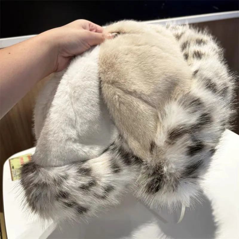 autumn/winter leopard print full fisherman hat Japanese womens small face warm ear hat 241205