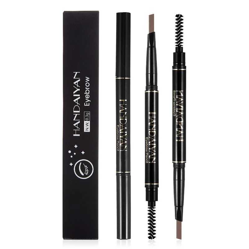 HANDAIYAN five color dual head pencil with brush automatic rotating eyebrow pencil waterproof stain free triangular eyebrow pencil W241205