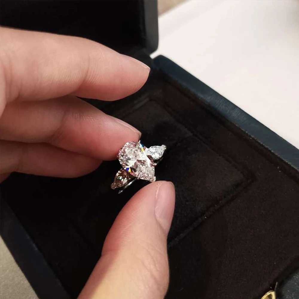 3CT pear shaped cut Moissanite ring for women D-color water droplet she Moissanite engagement and wedding ring 925 sterling silver jewelry W241205