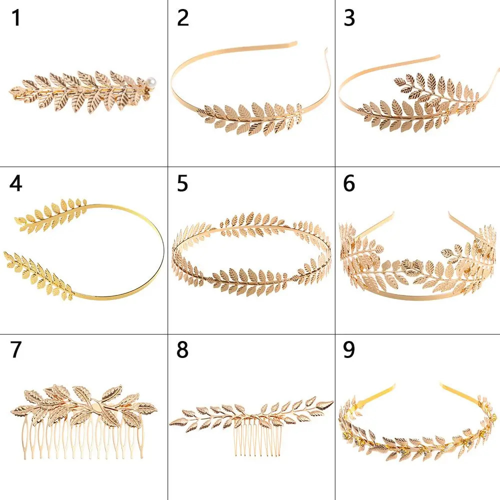 Greek Gold Color Leaf Headbands Bride Wedding Hair Accessories For Women Roman Diadem Crown Tiaras Headpiece Headdress Jewelry 241122