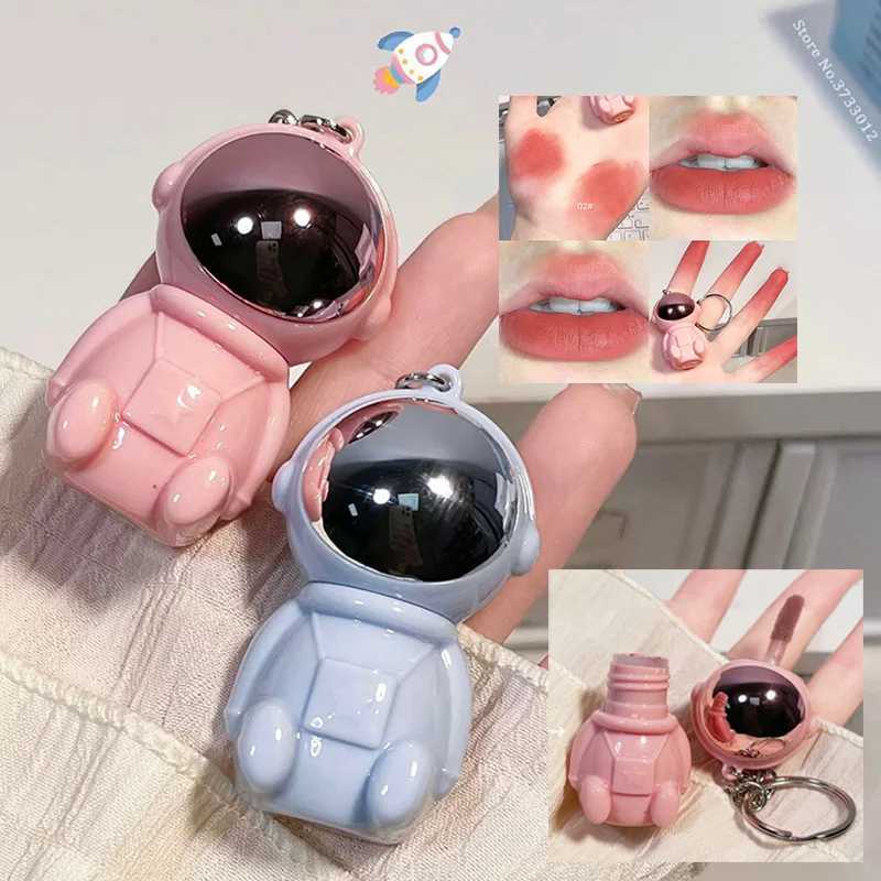 Astronaut Keychain Lip Mud Matte Velvet Lipstick Brown Red Tint Waterproof Long Lasting Non-Stick Cup Lip Gloss Korean CosmeticXJ241205