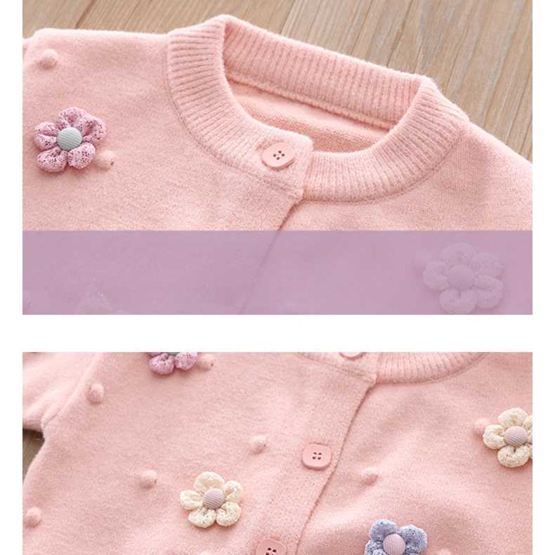 Childrens sweaters Polka polka dot handmade flower knitted childrens clothing for girls childrens cardigans wool sweaters for girls winter clothing W2