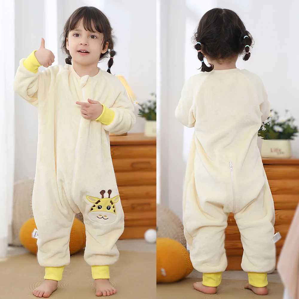 Pajamas Kids Onesie Boys Girls Long Sleeve Flannel Pajamas Children Winter Cartoon Pyjama Baby Sleepwear 1-6 Years Sleeping Bag H241205