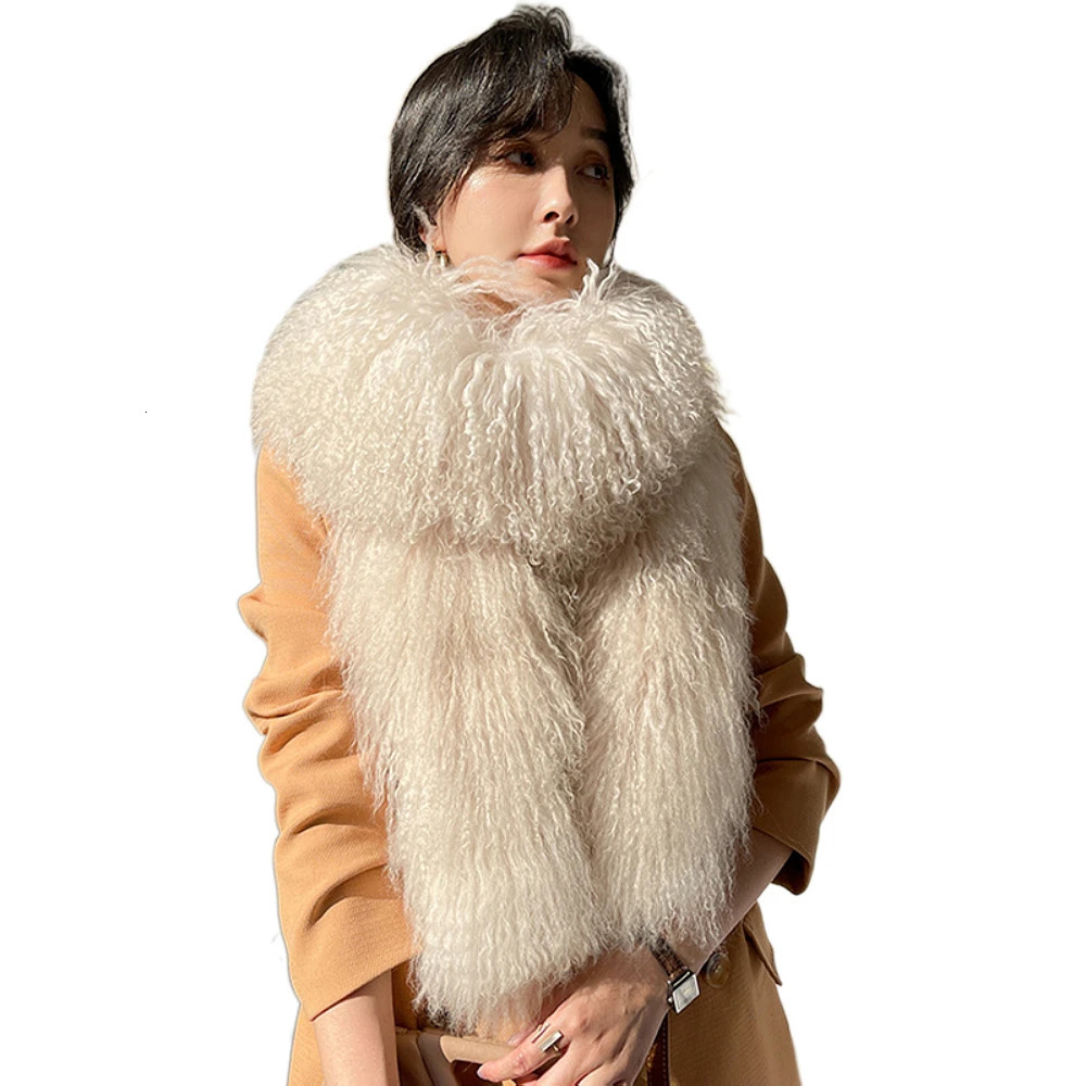 ZDFURS * Korean high-quality Mongolian fur Xizang sheepskin double-sided full leather long leather fur collar thick leather 241205