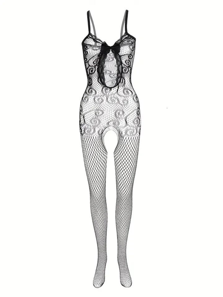 4 sets Sexy Fishnet Bodystocking with Open Crotch and Jacquard Womens Lingerie and Underwear Erotic Costumes Catsuit SM 241205