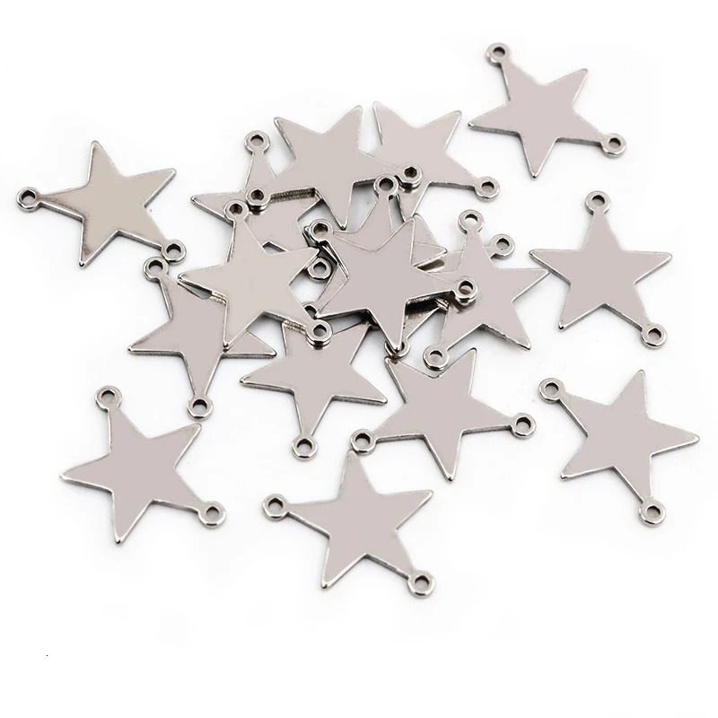20pcs No Fade 316 Stainless Steel Double Loops Star Tree Heart Cute Charms Pendant DIY Jewelry Findings for Necklace Bracelet 241122