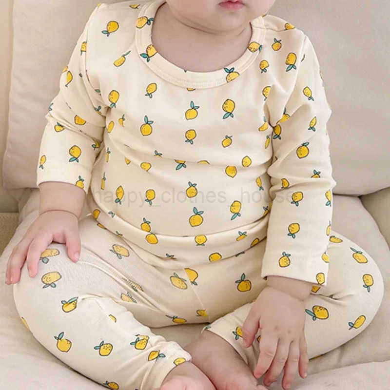 Cotton Warm High Waist Pants+Long Sleeve O-neck Top Sets Toddler Underwear Suits Baby Girls Boys New Cute 0-3years PajamasXJ241205