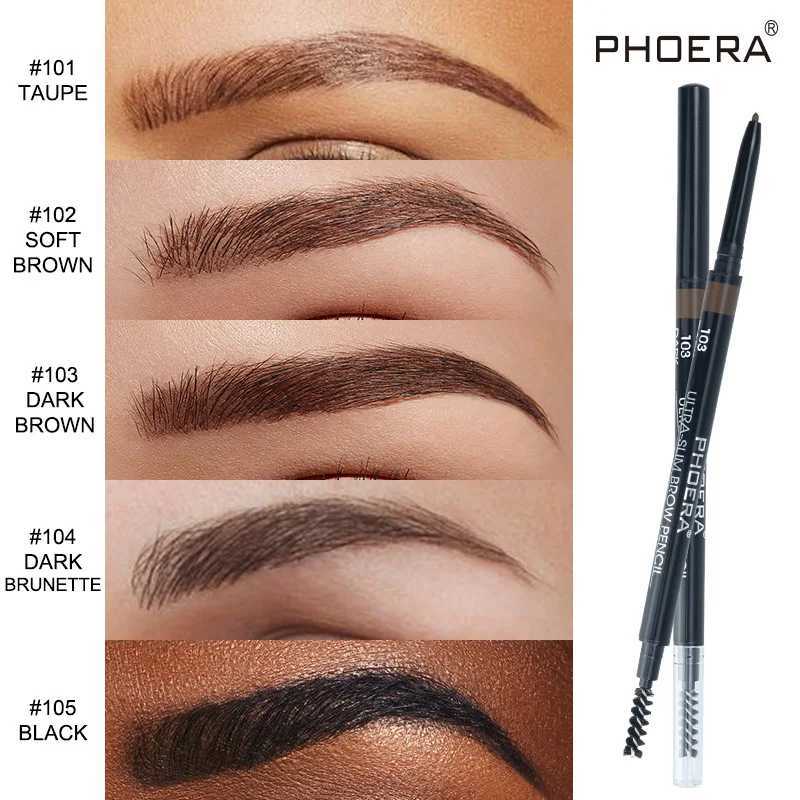 Phoera 5-Color Double Headed Eyebrow Pencil Automatic Rotation Ultra fine Eyebrow Pencil Waterproof Makeup No Eye MakeupW241205