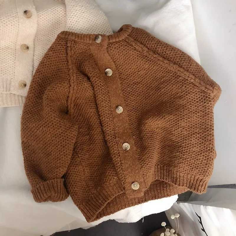 Baby girl boy knitted cardigan button baby sweater jacket knitted solid color spring autumn baby clothing 1-10Y W241205
