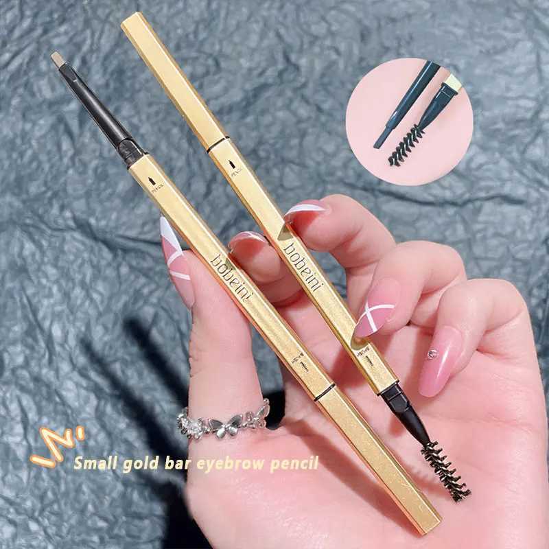 Small gold bar double ended eyebrow pencil three-dimensional eyebrow shape durable stain free slim and naturalW241205