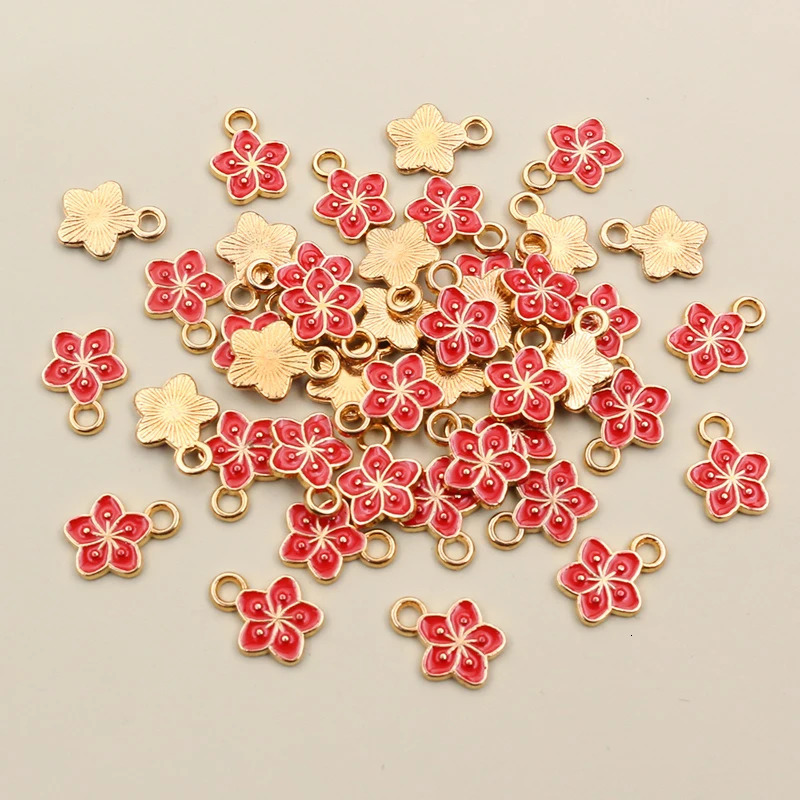 50Pcs 11x9mm Small Alloy Flower Charms Pendants Multi Colors For DIY Bracelet Necklaces Jewelry Making Accessories 241122